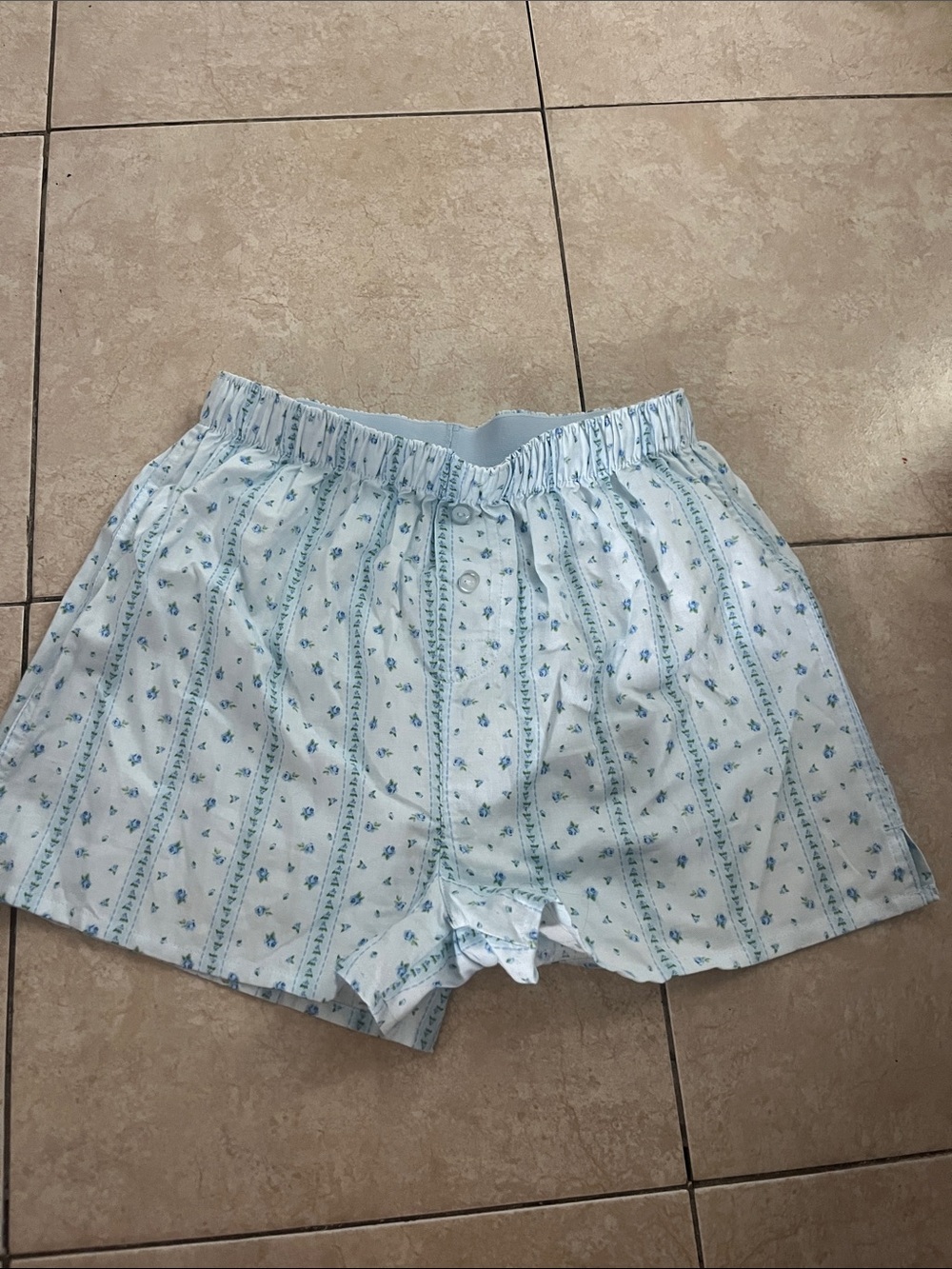 No Boundaries Light Blue Floral Cotton Lounge Shorts